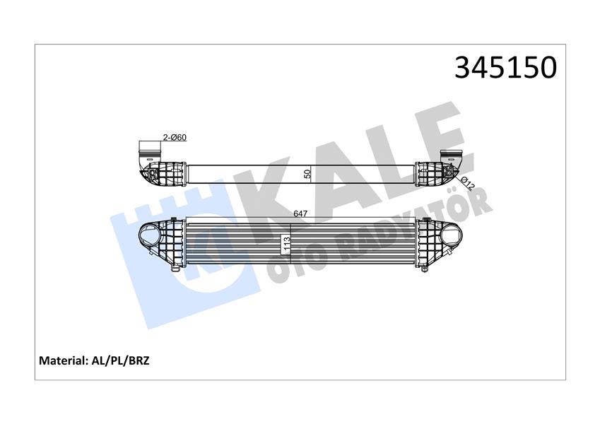 TURBO RADYATÖRÜ (INTERCOOLER) VOLVO C30 1.6D 06> C70 2.0D 05> S40 1.6D 04> V40 D2 12> - KALE - OEM 3M519L440DF