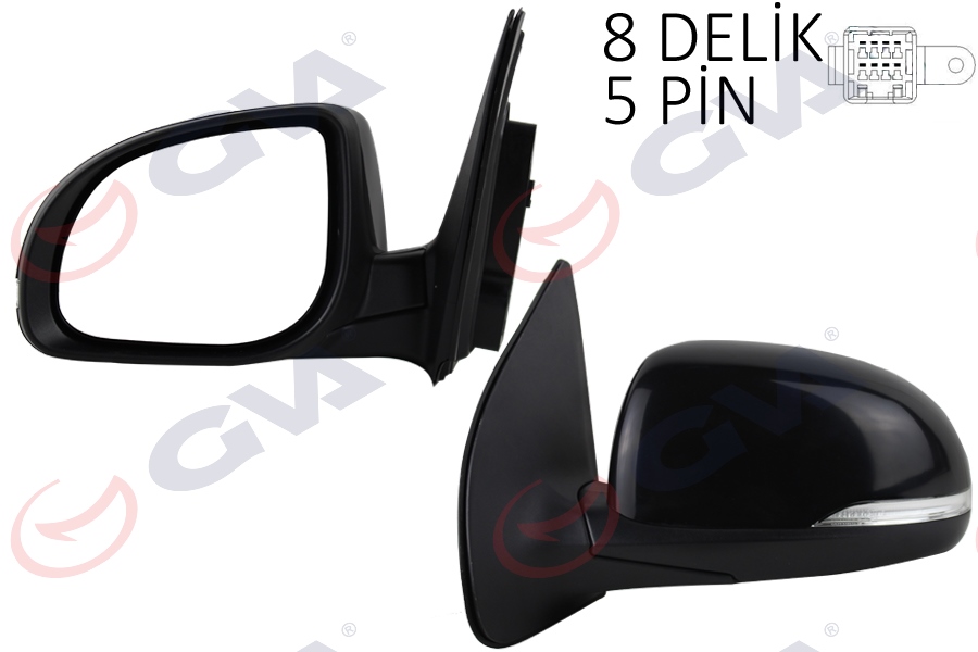 DIŞ DİKİZ AYNASI SOL İ20 12> ELEKTRİKLİ+ISITMALI+SİNYALLİ+KONVEKS - GVA - OEM 876101J440
