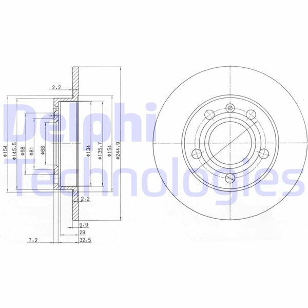 FREN DISKI ON PASSAT(96-11.00) A4(94-00) A8(96-10) PHAETON 02>(280x22x5DLxHAVALI) - DELPHI - OEM 8E0615601P