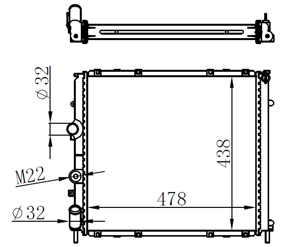 RADYATOR BRAZİNG MT(478X438X32)KARSAN J10 - ORIS