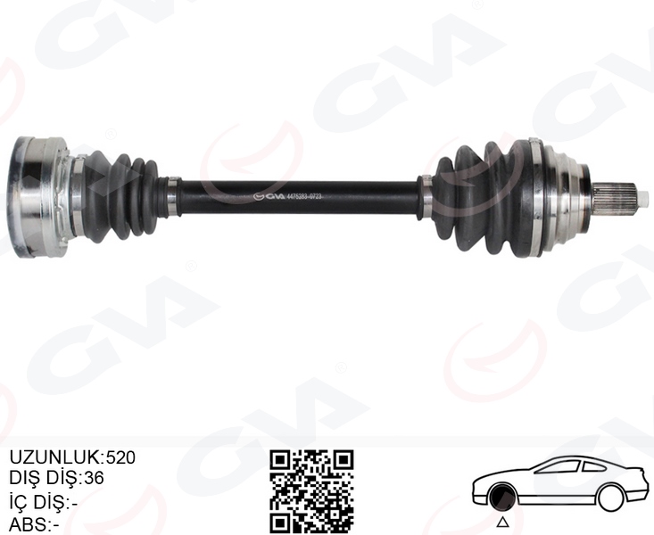 KOMPLE AKS ÖN SOL GOLF-LEON-JETTA-PASSAT 1.6 TDİ (TDİ(04-14)(KISA) CAYB-CAYC 1.6 TDİ - GVA - OEM 1K0407271AT