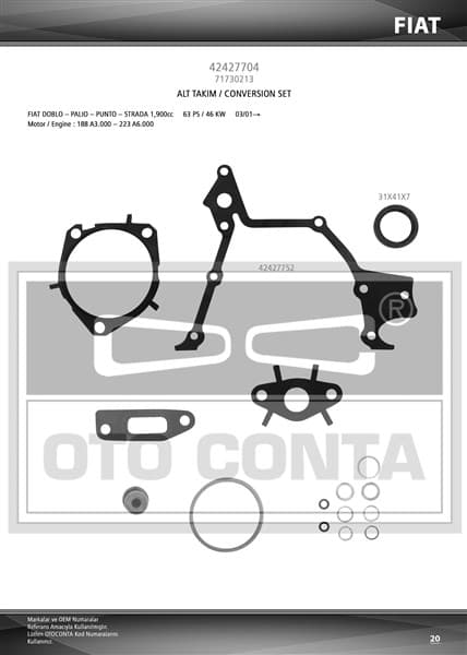ALT TAKIM CONTA ASTRA H-VECTRA C-ZAFIRA B-DOBLO-BR...