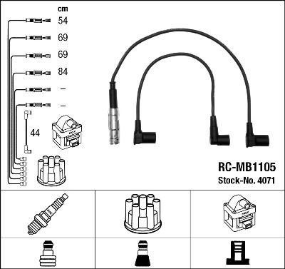 ATESLEME KABLOSU SETI MERCEDES M102 M111 W201 W123 - NGK - OEM A1021501918