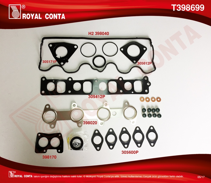 ÜST TAKIM CONTA (SKT KEÇELİ/SUB.LASTİKLİ/SKC`SİZ) DOBLO-PUNTO 1.9 JTD - ROYAL