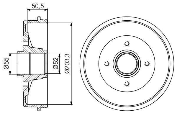 FREN KAMPANASI ARKA RENAULT KANGOO 97> - [203.3 / 50.5 MM] - BOSCH - OEM 7700304984