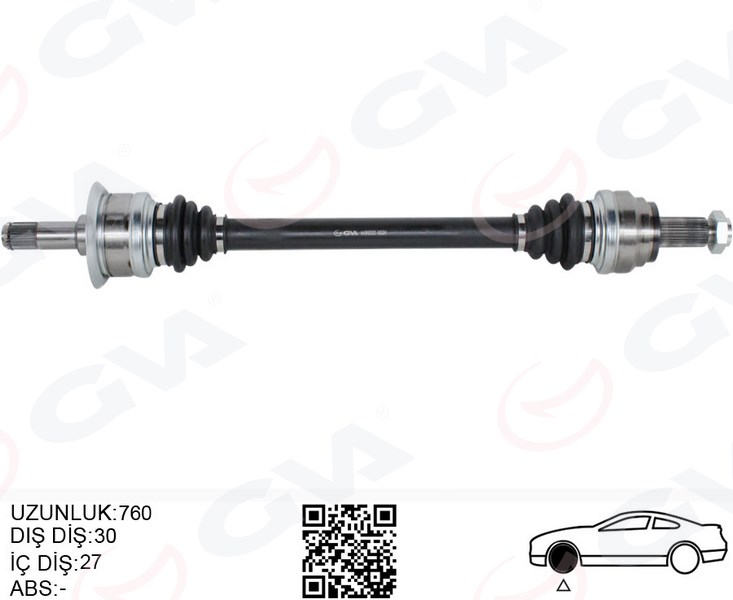 KOMPLE AKS ARKA SOL BMW N20 F10 F12 F13 F06 (760MM) (DİŞ 30)(DİFERANSİYEL DİŞ 27) - GVA - OEM 33207630183
