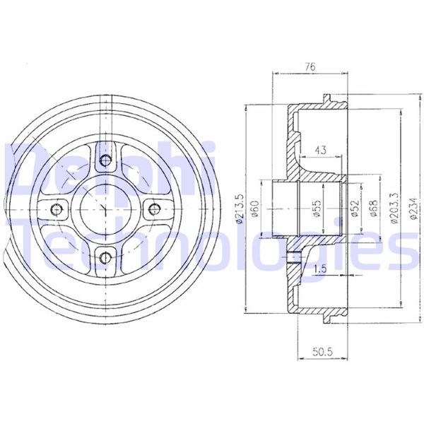 FREN KAMPANASI ARKA RENAULT KANGOO 97> - [203.3 / 50.5 MM] - DELPHI - OEM 7700304984