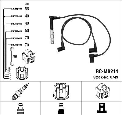 ATESLEME KABLOSU SETI MERCEDES M104 W124 S124 C124 A124 W140 R129 - NGK - OEM 0986356314