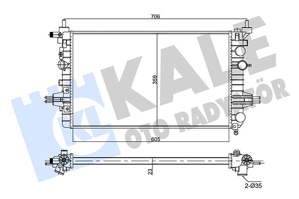SU RADYATORU ASTRA H-ZAFIRA B 1.6/1.8 (AL/PL/BRZ) (605X359X23) (MANUEL) - KALE RADYATOR - OEM 13170110