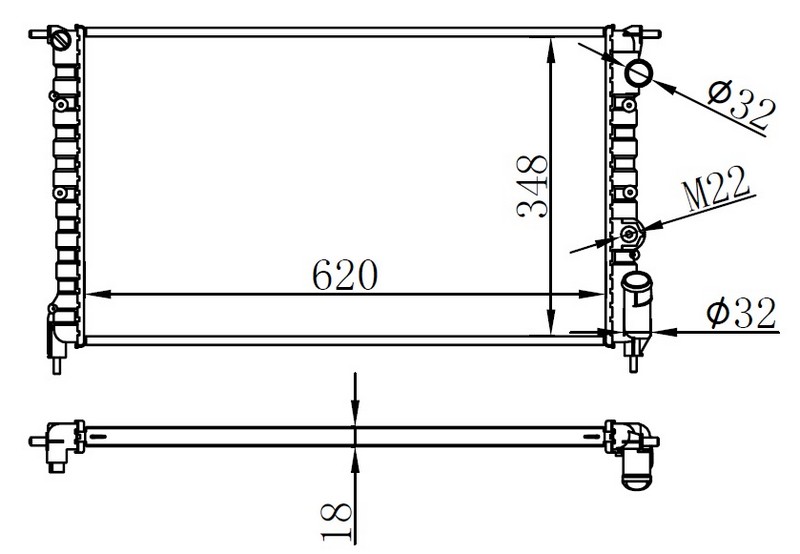 RADYATOR R21 44743 2.0I 89 ESPACE 91 63918 MT (620X348X18) - ORIS - OEM 7700795175