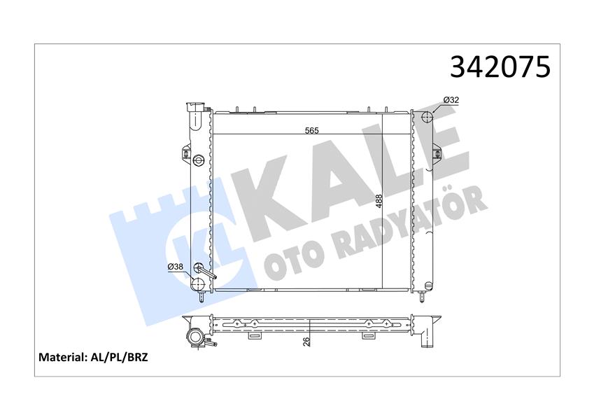 RADYATOR GRAND CHEROKEE I 4.0 I 4X4 (91-99) (AT) AL PL BRZ - KALE - OEM 4734103