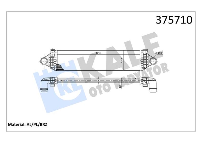 TURBO RADYATÖRÜ INTERCOOLER VOLVO S60 II 1.5 T3-2.0 D3 10>V40 D2-D3 12>V60 D3-T3 10>V70 D2-D3 15> X40] [BRAZING] [655X157 - KALE - OEM 31367277