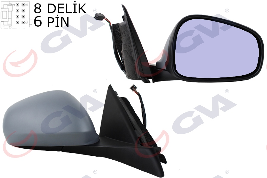 DIŞ DİKİZ AYNASI SAĞ GIULIETTA 10> ELEKTRİKLİ+ISITMALI+SENSÖRLÜ+ MAVİ CAM+ASTARLI+KONVEKS 7 FİŞ VM-6413EHPSR - GVA - OEM 156090459