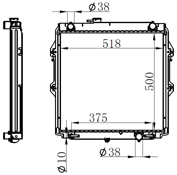 RADYATÖR BRAZİNG TOYOTA HILUX 2.5 TD OTOMATİK 01=> (500x528x26) - ORIS - OEM 1640030090