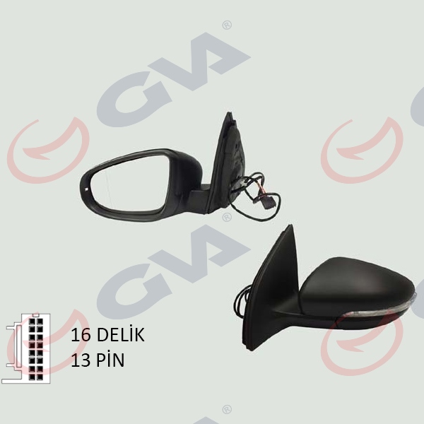 DIŞ DİKİZ AYNASI SOL GOLF 09> ELEKTRİKLİ+ISITMALI+SİNYALLİ+ASFERİK 6 FİŞ VM-6197EHPAL - GVA - OEM 5K0857507AD