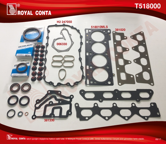 MOTOR TAKIM CONTA SKC`Lİ LGN II 2.0 16V F4R (REİNZ KEÇELİ VE SUBAP LASTİKLİ) - ROYAL