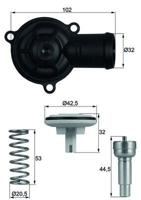TERMOSTAT (KOMPLE) (87C) A3-EOS-GOLF PLUS-GOLF V-JETTA III-PASSAT 1.6FSI-POLO 1.2-TOURAN 1.6 - MAHLE - OEM 03C121110A