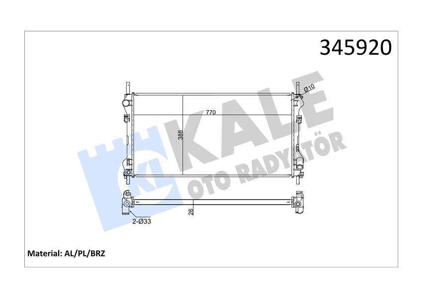 SU RADYATÖRÜ FORD TRANSİT 01> 2.0 TDCİ (ÖNDEN ÇEKER) KLİMASIZ - KALE - OEM ME1C1H