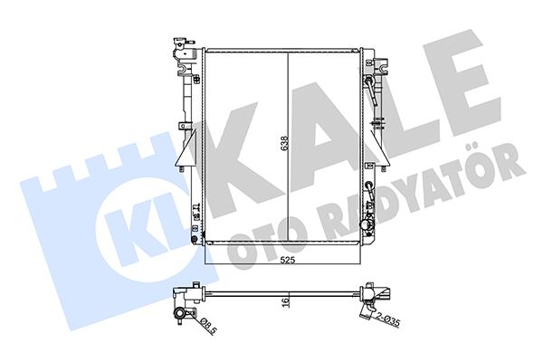 SU RADYATORU 525×638X16 BRAZING MITSUBISHI L200 / TRITON 2.4D 15- - FIAT FULLBACK 2.4D 16- AT - KALE - OEM 1350A809