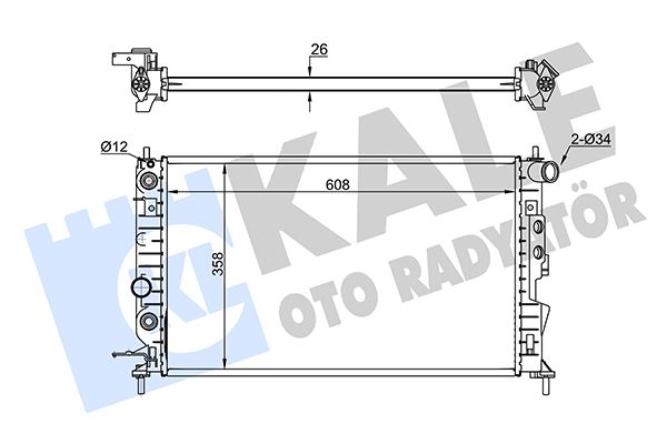 SU RADYATORU VECTRA B (AL/PL/BRZ) (608X358X22) (MANUEL) - KALE RADYATOR - OEM 52492109