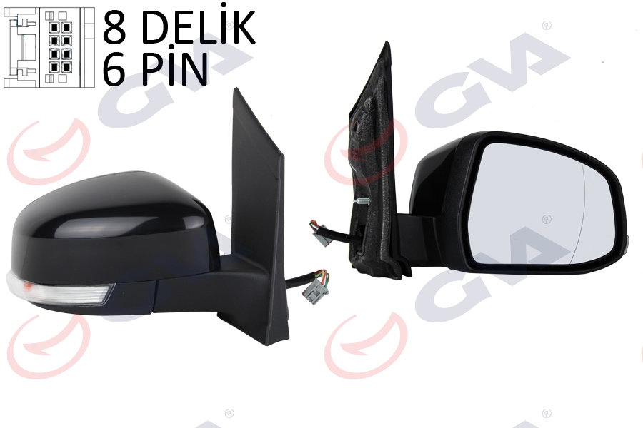 DIŞ DİKİZ AYNASI SAĞ FORD FOCUS 08> ELEKTRİKLİ-ISITMALI-SİNYALLİ-SİYAH-ASFERİK - GVA - OEM 8M51