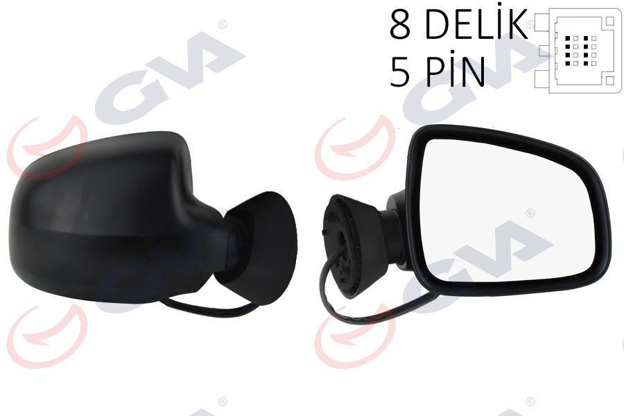 DIŞ DİKİZ AYNASI SAĞ LOGAN SW-MCV 08> ELEKTRİKLİ+ISITMALI+KONVEKS 5 FİŞ VM-6801EHR - GVA - OEM 6001549679