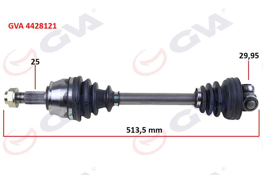 KOMPLE AKS SOL (AKS LALE`SİZ) GRANDE PUNTO 1.3 DMTJ 75HP (514mm) - GVA - OEM 51808106