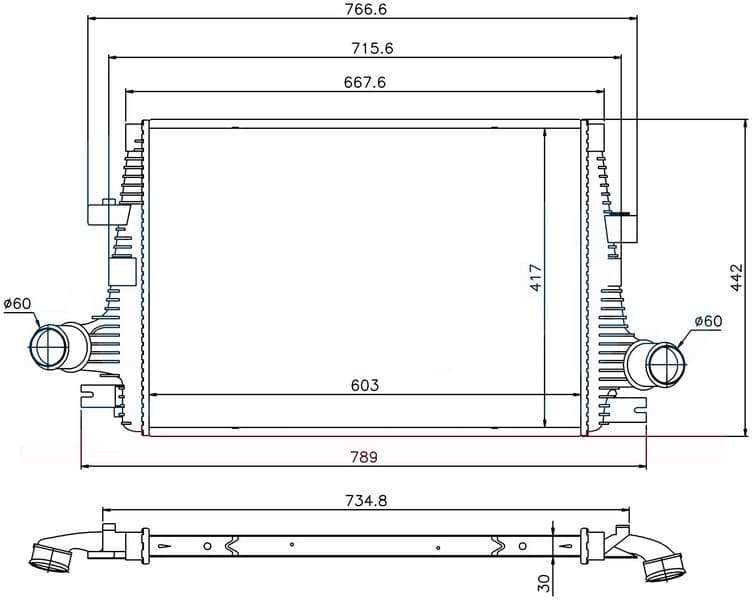 INTERCOOLER BRAZİNG INTERCOOLER A/M(603X417X30)159...