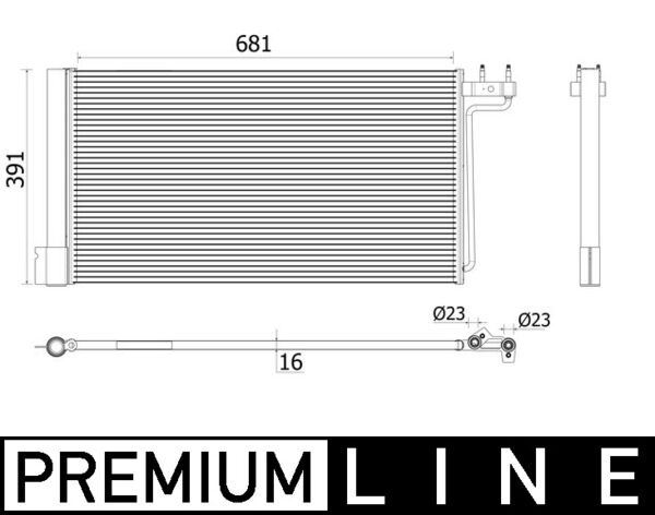 KLIMA RADYATORU (KONDANSER) FOCUS III 1.6TI 16V 11>C MAX GRAND C MAX 1.6TI 16V 1>BENZINLI (UZUNLUK: 681MM, GENİŞLİK: 389MM) PREMİUM - MAHLE - OEM 2010808