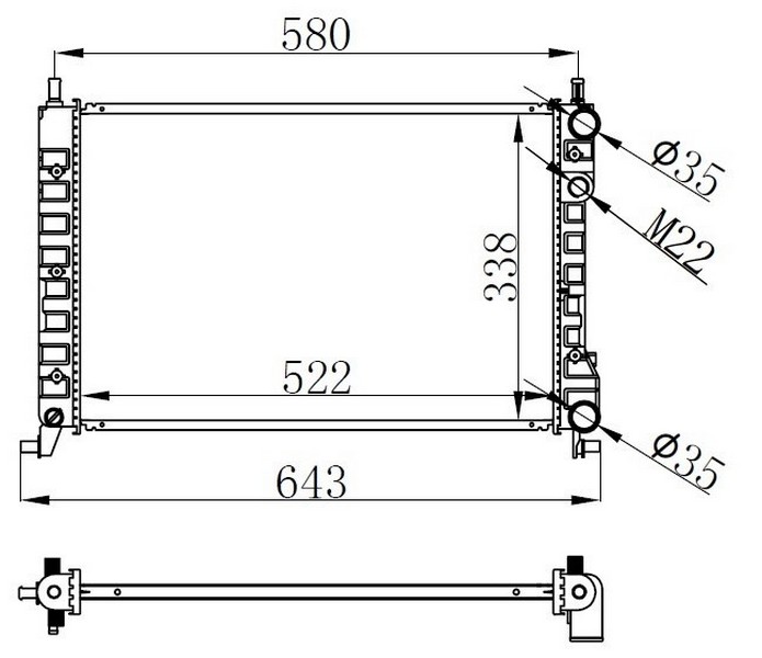 RADYATOR PALIO ALBEA STRADA 96>1.2 1.4 1.6 16V (KLIMASIZ+MEK) (522x359x23) — ORIS MFI067023 - ORIS - OEM 46417059
