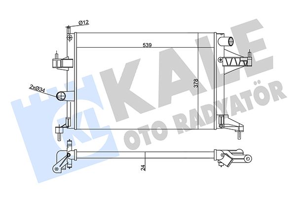 SU RADYATORU CORSA C 1.4 1.8 00=>COMBO 1.6 1.6CNG 01=>TIGRA 1.8 04=> (MT) (AC NAC) (BRAZING) - KALE - OEM 24445163