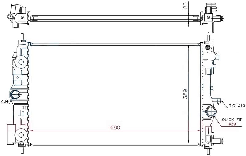 RADYATOR BRAZİNG AT(680X378X26)INSİGNİA 1.4İ 2008+...
