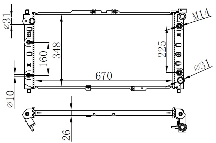 (x) RADYATÖR BRAZİNG MAZDA LANTIS (OTOM) (670x348x - ORIS - OEM BPM915200A