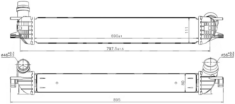 TURBO RADYATORU (INTERCOOLER) LAGUNA III 1.5 DCI 2007> 96502 A M (690X111X80) - ORIS - OEM 144610001N