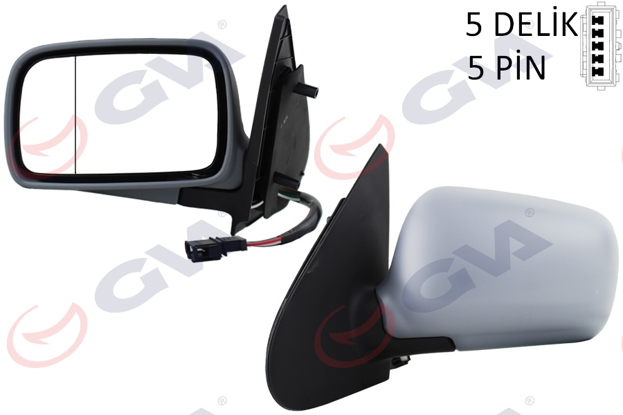 DIŞ DİKİZ AYNASI SOL POLO 94> ELEKTRİKLİ+ISITMALI+KONVEKS 5 FİŞ VM-184L - GVA - OEM 6N1857507AGRU