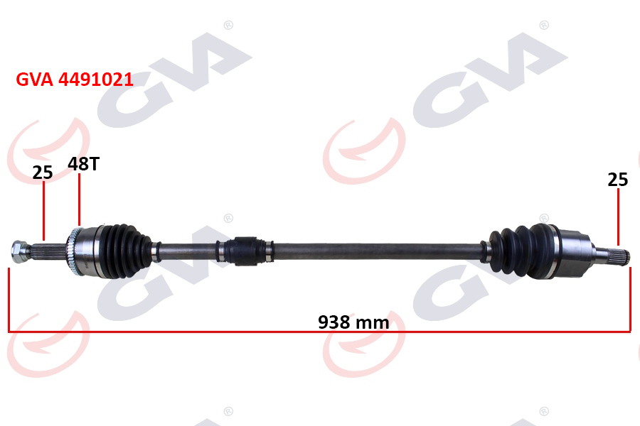 KOMPLE AKS SAĞ HYUNDAI İ20 1.4L D4FC CRDİ 08-15 ABS`Lİ (25X27 - ABS= 48 DİŞ) KOMPLE BOY = 938MM - GVA - OEM 495001J450