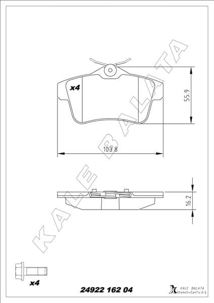 ARKA FREN BALATASI PEUGEOT P3008 09>16 P5008 09...