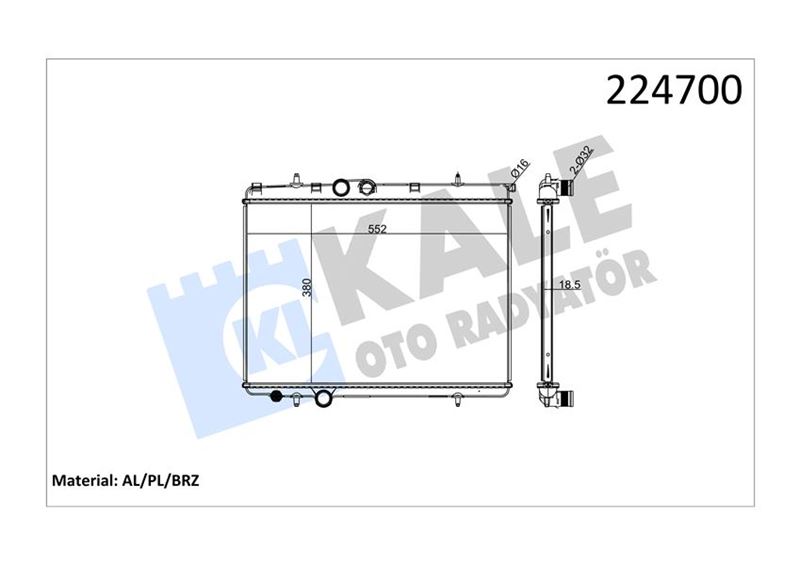 RADYATOR P206 1.1I 1.6I 98 06 (MT) 1 SIRA CU+PL - KALE - OEM 1330.38