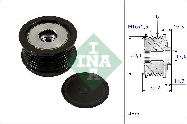ALTERNATÖR KASNAĞI (39.2mm) CMAX-FIESTA VI-FOCUS III-KUGA II-TRANSİT-CONNECT-COURIER 1.5-1.6-2.0TDCİ - INA - OEM AV6Q10A352BA
