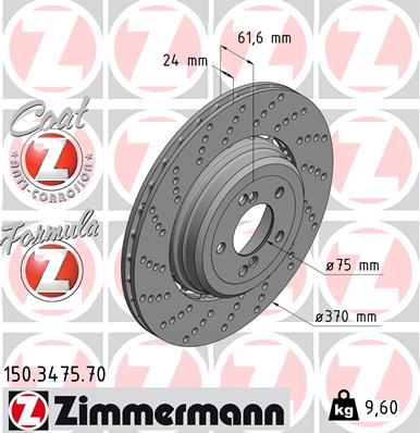 FREN DISKI ARKA SOL BMW M5 E60 M6 E64 - ZIMMERMANN - OEM 34112282807