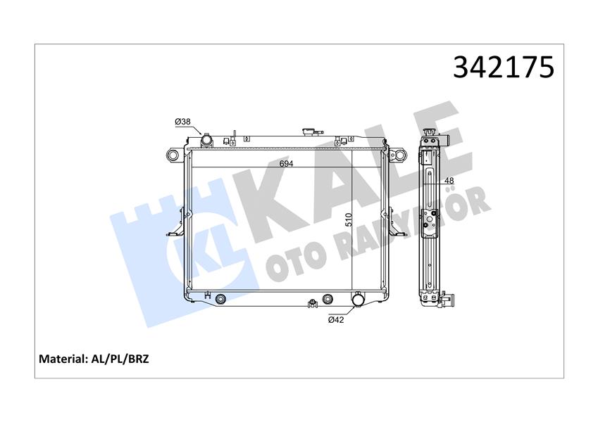 RADYATOR LAND CRUISER 100 4.7 (98+) (AT) AL PL BRZ - KALE - OEM 16400-50210