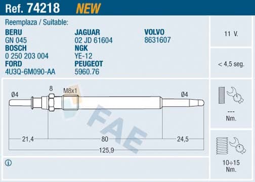 KIZDIRMA BUJISI 11V VOLVO S60 I (384) 2.4 D 01>...