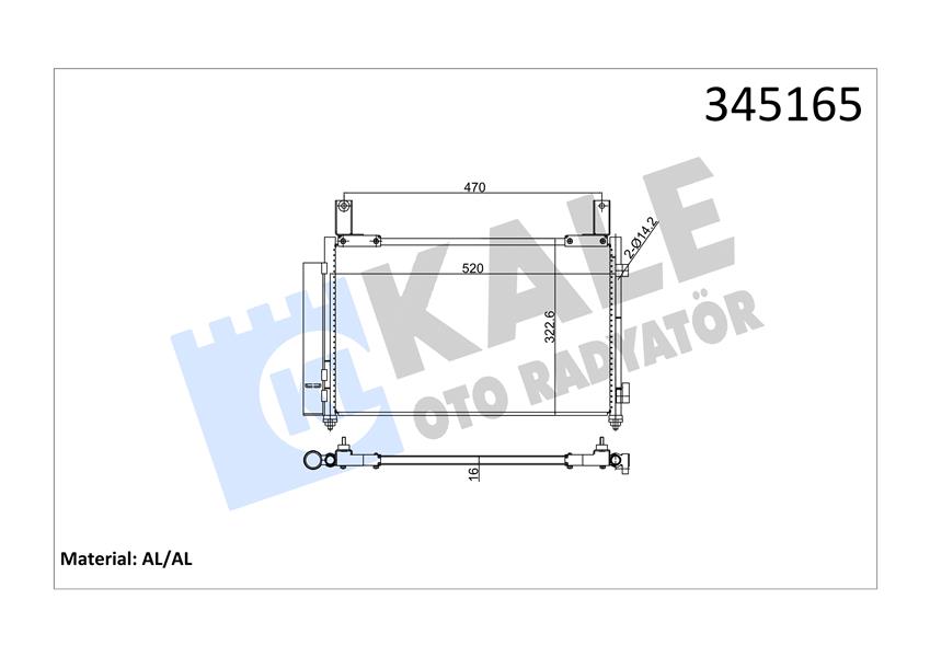 KLIMA RADYATORU 500×317X16 [BRAZING AL/AL KURUTUCULU CHEVROLET SPARK MATIZ 1.0 1.2 05- AT/MT - KALE - OEM 96591582