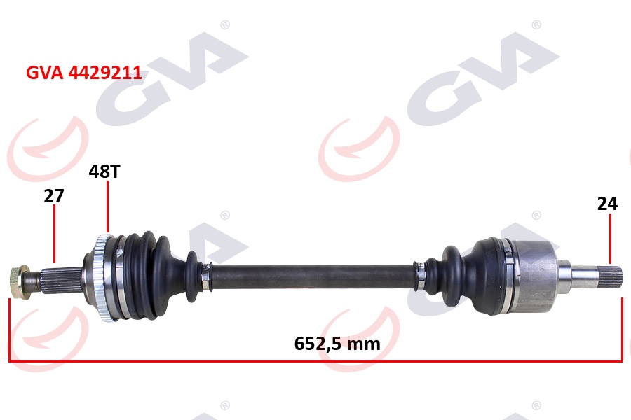 KOMPLE AKS SOL SCUDO-EXPERT-JUMPY 1.9D (96-06) ABS`Lİ (48DİŞ) (652mm) - GVA - OEM 9619947588