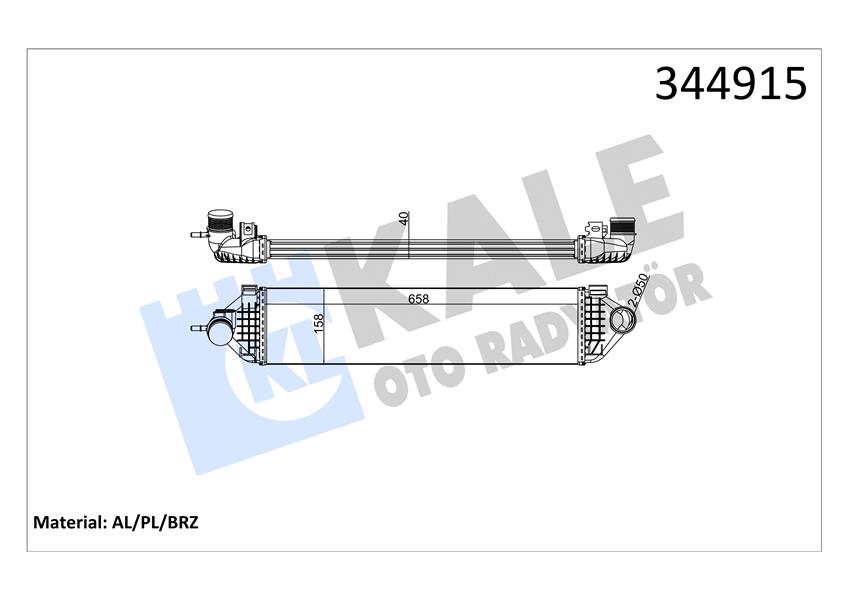 TURBO RADYATÖRÜ (ARA SOĞUTUCU) FORD FOCUS-CMAX-KUGA-CONNECT 11> 1.6 ECOBOOST - KALE - OEM BV61