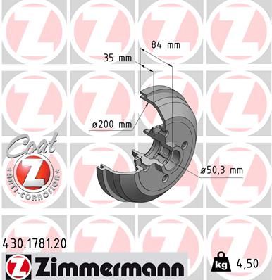 ARKA FREN KAMPANASI CORSA A (83-92)-CORSA B-TIGRA A (93-02) (ABS`Lİ) - ZIMMERMANN - OEM 90509107