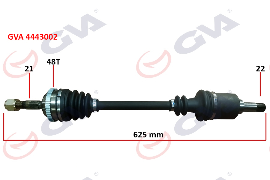 KOMPLE AKS SOL PEUGEOT 106 II 1.4i (96-02) ABS`Lİ (48DİŞ) (625mm) - GVA - OEM 3272.2Q
