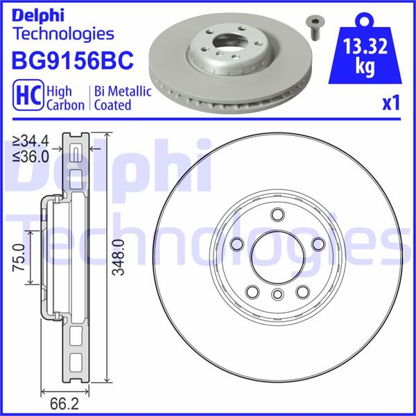 FREN DİSKİ Bİ-METALİK ALÜMİNYUM GÖVDELİ (TEKLİ) ÖN BMW 5 SERİES.6 SERİES.7 SERİES 02/2008-10/2018 - DELPHI