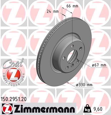 FREN DISKI ON BMW G20 G80 G28 G21 G81 G30 F90 G31 G01 F97 G08 G02 F98 G29 - ZIMMERMANN - OEM 34116860907