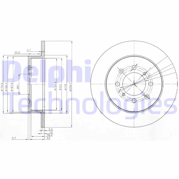ARKA FREN DİSKİ (DOLU TİP) HONDA CIVIC 1,6L D16V1 VTEC VTI (EP ES EU kasa) 01-05 (260 çap x 4 bijon) - Takım disk fiyatıdır - DELPHI - OEM 42510S6DE00